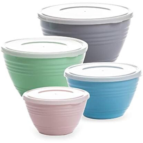 4-Piece Nesting Mixing Bowl Set with Lids, Dishwasher Safe, Compatible with Kitchen Use