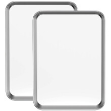 Set di 2 teglie da forno in acciaio inox, 40x30x2,5 cm.