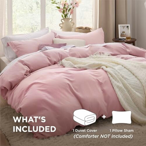 Pink Twin/Twin XL Duvet Cover Set 2 pcs Prewashed 1