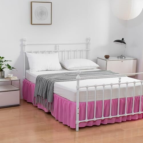 White Queen Bed Skirt with Split Corners and 14 Inch Drop 2