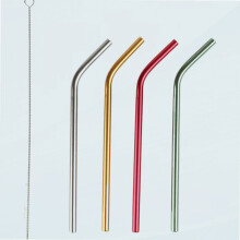 Gebogene Aluminium-Trinkhalme, 4er-Pack in festlichen Farben