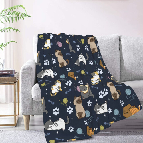 Fleecedecke mit niedlichem Katzenmotiv 1