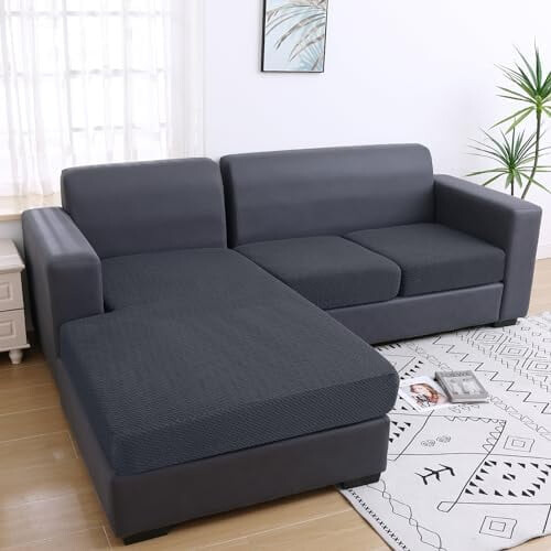 Capa de sofá impermeável em jacquard elástico, lavável. 1