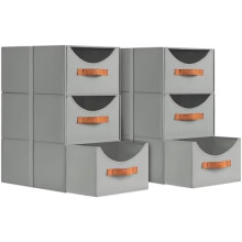 Lot de 6 tiroirs empilables et pliables en tissu gris