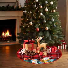 Weihnachtsbaumrock aus Polyester mit Weihnachtsmann- und Rentiermotiv, 119 cm (47 Zoll)