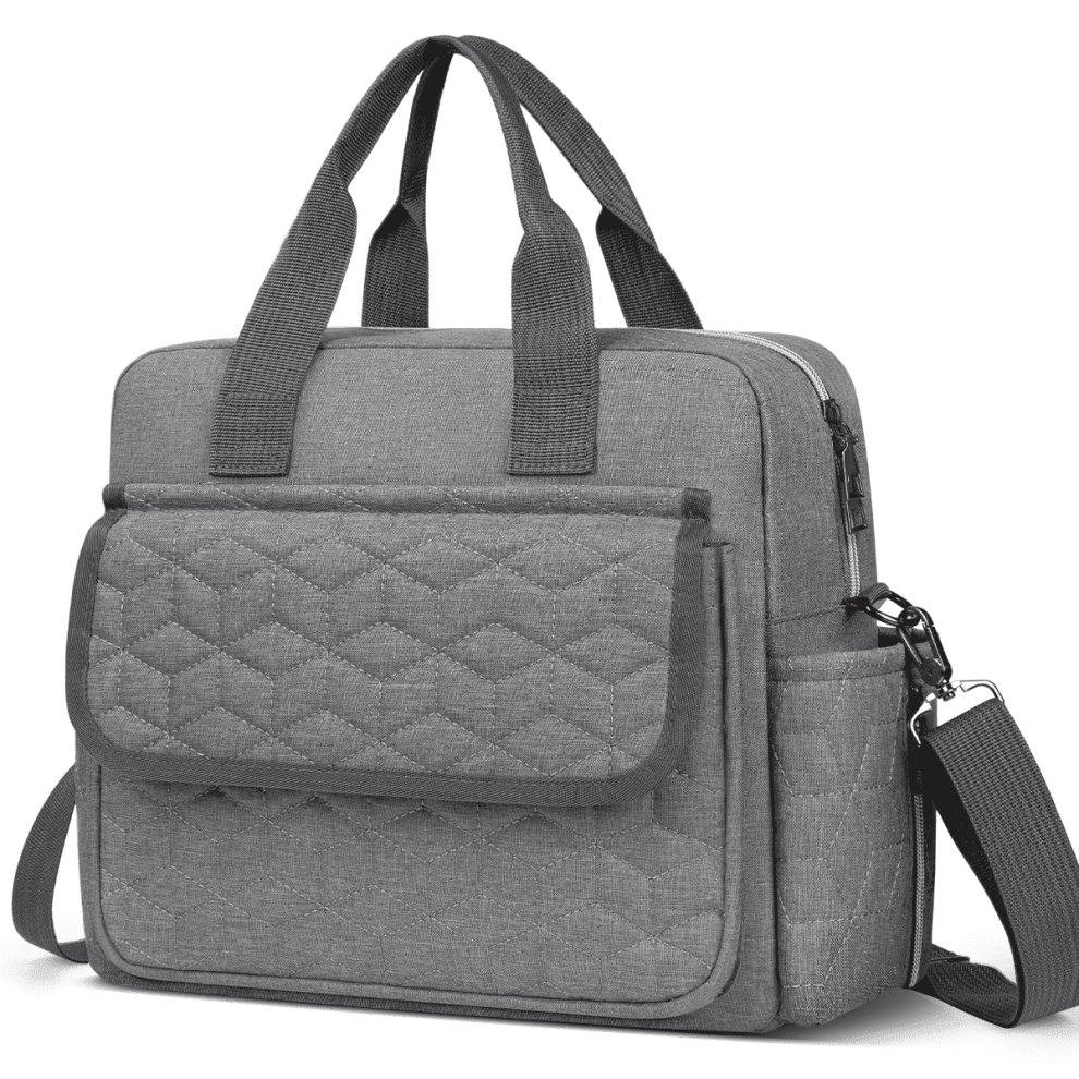 Multifunction Diaper Bag Tote With 3 Insulated Pockets, Dry/Wet Compartments, Crossbody Travel Maternity Bag For Mom & Dad – Gray