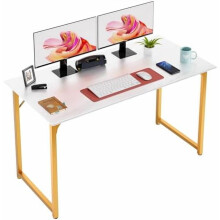 White Gold Computer Desk 47 inch Metal Frame