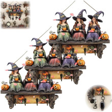 3 db-os boszorkányos fa fali dekoráció Halloween dekorációval