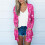 Damen-Baumwollstrickjacke, langärmelig, mit Tasche, pink 2