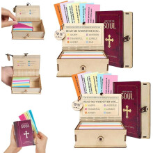 Kézzel készített, fából készült bibliai versesdoboz inspiráló kártyákkal