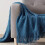 Κουβέρτα Royal Blue 50x90 ίντσες με υφή, μαλακή, πλεκτή διακοσμητική κουβέρτα για 4