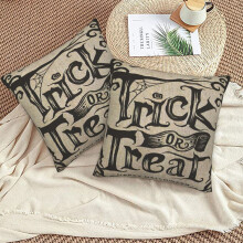 Housse de coussin décorative d'Halloween rustique 50 x 50 cm (lot de 2)