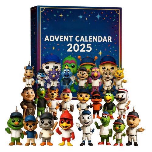 Μασκότ Μπέιζμπολ2025Ημερολόγιο Advent – 24 ημέρες, Μίνι φιγούρες παικτών, αναμνηστικά 1