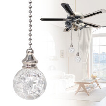 1 chaînette blanche en verre cristal effet glace craquelée pour ventilateur de plafond, rallonge de 50 cm, blanche