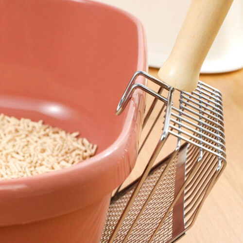 Μονόφυλλη Σκούπα Άμμου Γάτας με Ξύλινη Λαβή, Μεταλλική Σκούπα με Κουκούλα B4Z7 1