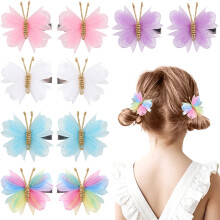 2 stuks mini vlinderhaarclips – strikjes van tule, haarspeldjes voor baby meisjes, vrouwen, bruiloften en Halloween cosplay