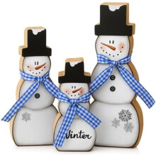 3 pezzi di decorazioni da tavolo a forma di pupazzo di neve in legno blu, centrotavola invernale per caminetto, vassoio a più livelli, camino, feste