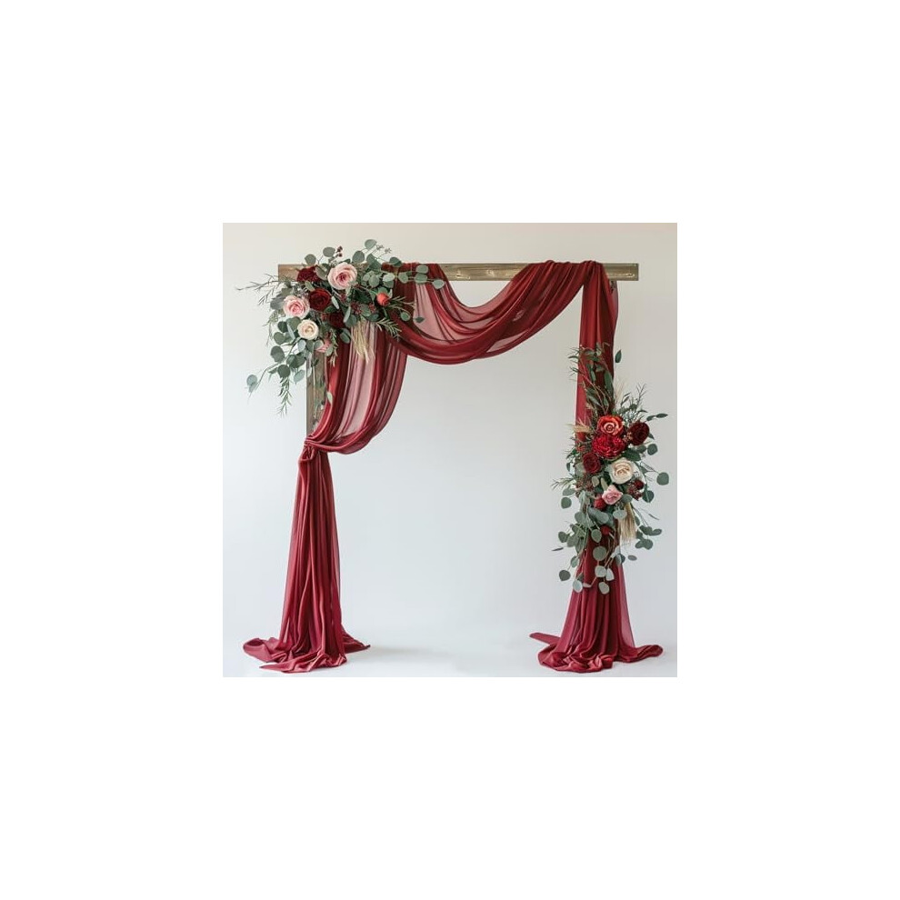 Sheer Chiffon Wedding Arch Draping Fabric, 1 Panel 28.7" X 20Ft Backdrop For Ceremony, Party, Bridal Shower Â Compatible With Standard Burgundy 9149926131694