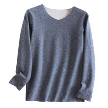 Camiseta de pijama térmica de invierno para hombre con cuello en V, tallas grandes (L-3XL), suave, con forro polar cepillado, de nailon y elastano