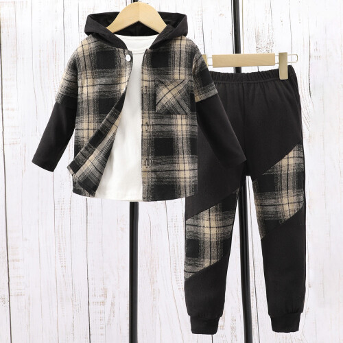 Ediodpoh Kids2PCS Σετ Μπλούζας & Παντελονιού με Μακρυμάνικο Στάμπα για Αγόρια, Καφέ, 4-5 1