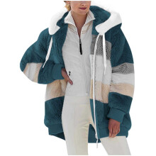 Wintermantel für Damen in großen Größen, warm, locker geschnitten, aus Samt, mit Reißverschluss und Kapuze – der perfekte Begleiter für