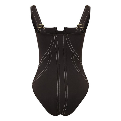 Costume intero da donna con slip a gamba larga, colore nero 2