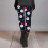 Dame polyester blomsterankelleggings blå XL 5