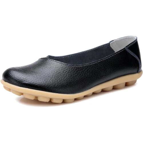 Γυναικεία Δερμάτινα Παπούτσια Loafers Μονόχρωμα Slip-on Flat Παπούτσια Άνετα Casual Φλατ για