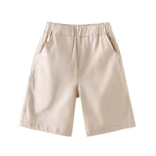 Lässige Kindershorts, einfarbig khaki, mit elastischem Bund und Taschen