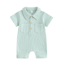 Newborn Onesies Boy,Newborn Baby Boy Clothes,Boys' Jumpsuit Summer Clothes Outdoor Clothes Boys Lapel Short Sleeve Rompers Blue 0-3 Months