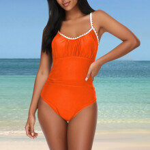 Damesbadpak uit één stuk, Damesbadpak uit één stuk in effen kleur, Sexy bikini met jarretels, Badpakken met buikcorrectie voor dames