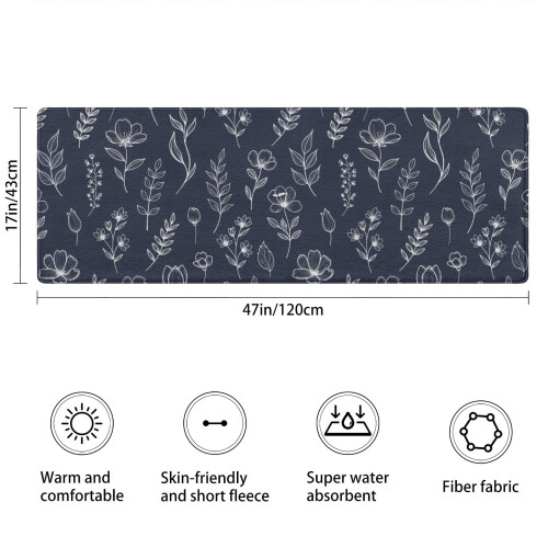 Χαλί μπάνιου Pioneer Flower Floral, αντιολισθητικό χαλάκι μικροϊνών με λαστιχένια 2