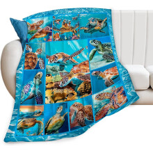 Couverture Tortue Marine - Cadeau Tortue pour Filles, Garçons et Femmes - Plaid Tortue Océanique pour Enfants et Adultes - Couverture Polaire Douce