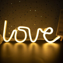 LED neónový nápis Love – teplá biela, napájaný z batérií a USB, vhodný do spálne, na svadbu, Valentína, na párty a darčeky