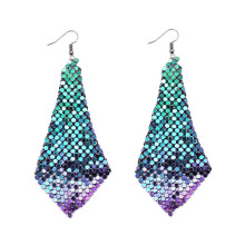 Women Square Sequins Tassel Dangle Drop Earrings Statement Jewelry Gift Aluminium Multi-color