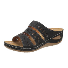 Damplatåsandaler med kilklack och stöd för hålfoten Kilskor Vardagsskor Enfärgade Lågklackade sandaler Moderiktiga Flip-Flop Ortopediska
