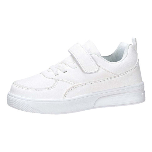 Scarpe da ginnastica bianche per bambini, con lacci e chiusura a strappo. 1