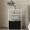 Slim Side Table with Oxford Fabric Basket, White 4