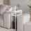 Slim Side Table with Oxford Fabric Basket, White 3