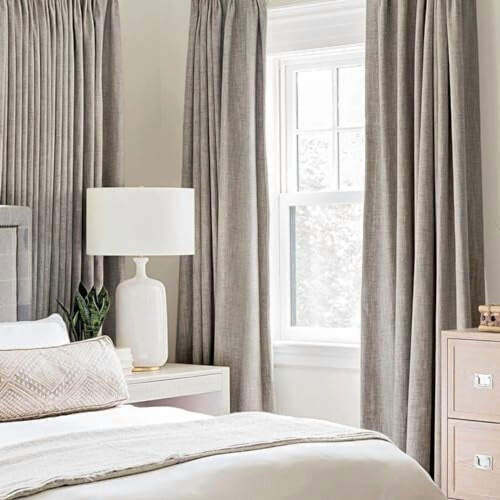 Cortinas de linho blackout cor taupe com ilhós, 42x84 polegadas (2 painéis) 1