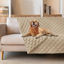 3X Stronger Waterproof Pet Blanket, Scratch Proof Furniture Protector for Dogs Cats, Reversible Cover 52x82 Inch, Dark Beige