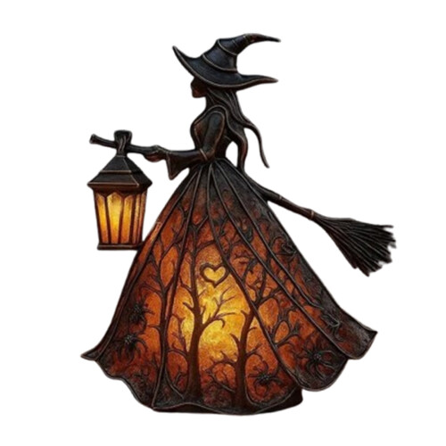 Λάμπα μάγισσας BiFandian για το Halloween – Φωτιστικό νυκτός από βιτρό για κομοδίνο, 1