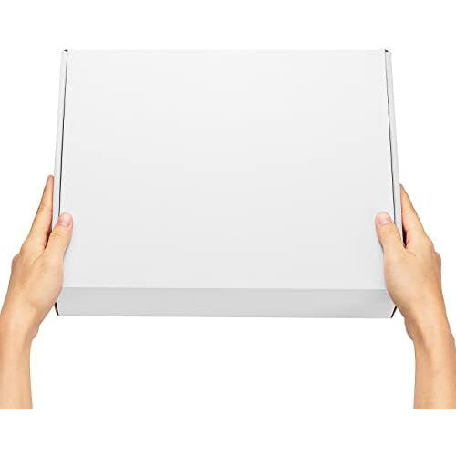 Caixas de papelão ondulado brancas de 13x10x3 polegadas (pacote com 20), com fecho de aba para livros, presentes e artesanato – ideais para 2