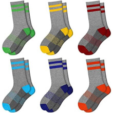 Boys Crew Socks Half Cushioned Athletic Socks Cotton Calf Socks For Big Little Kids 6 Pairs