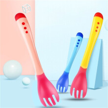 MesaSe Soft Silicone Baby Spoon&Fork Set Feeding Set Pre Spoon Utensil Set Device Tip Heat Sensitive Utensils BPA Free Multi Color Infant Spoon Fork