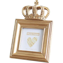 Nordic Gold 3" Resin Photo Frame with Kickstand – Vintage Desk Decor, Compatible with Portrait/Photos, Baby Keepsake & Christmas Decor
