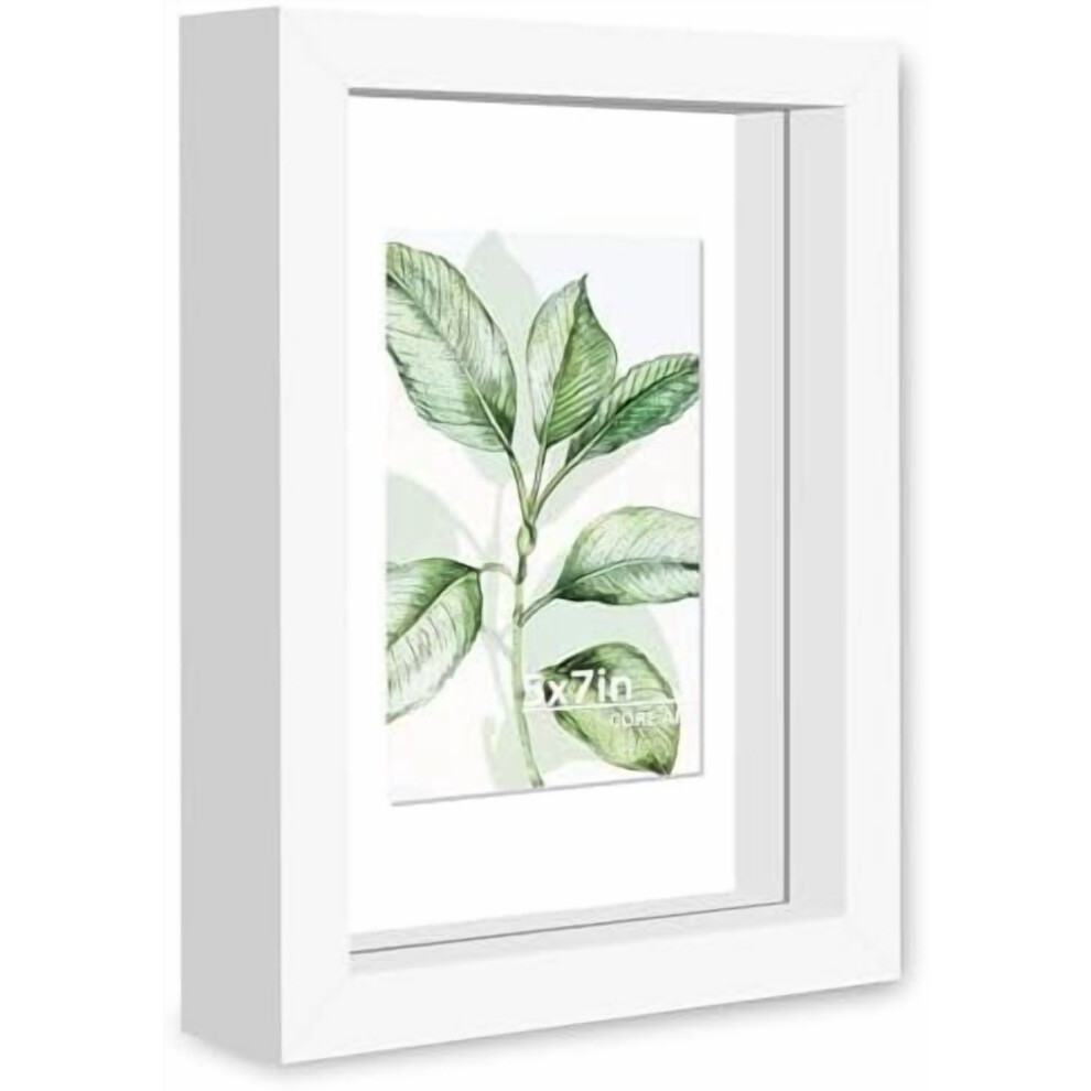 5X7 Floating Picture Frame,Double Plexglass Floating Frame For 4X6,3.5X5 Pictures,Wall Or Tabletop Display,White 9499224821507