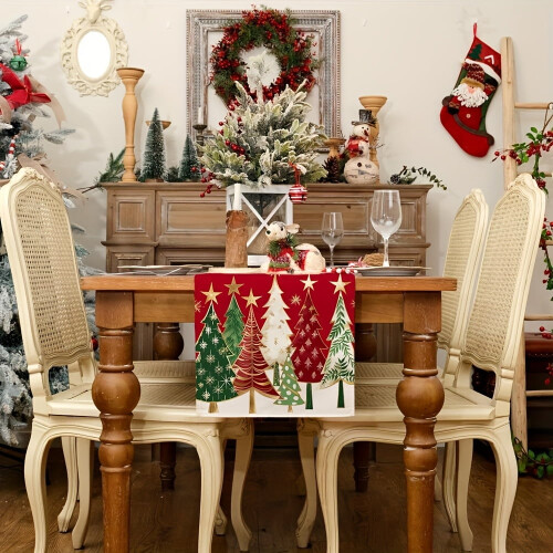 Christmas Tablecloth Rectangular 70x90 in Red Tree Design 1