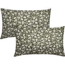 Ensemble de housses de coussin lombaire à motif marguerites vert olive 30x50cm