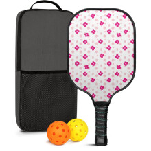 Pickleball Paddles Set with Floral Fiberglass Rackets, 2 Balls & Bag – Compatible with Indoor/Outdoor Play